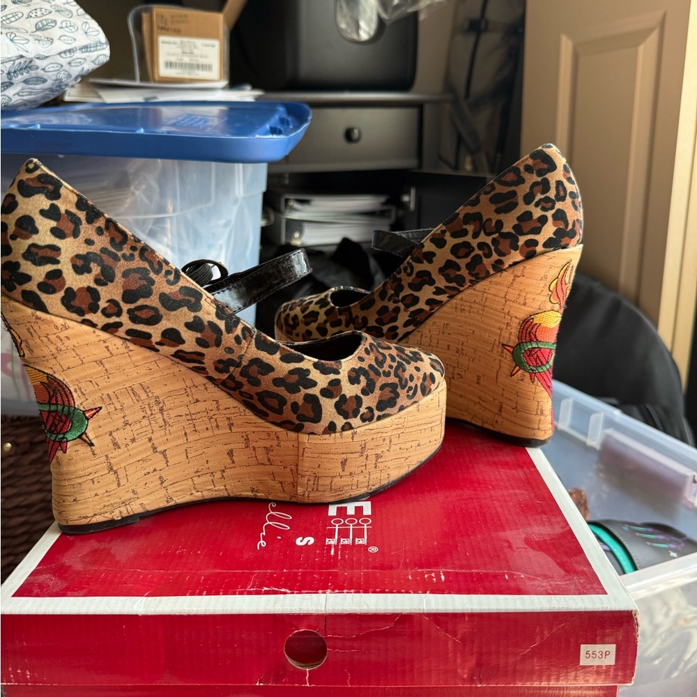 Penthouse by Ellie Shoes Brown and Black Wedge Platforms